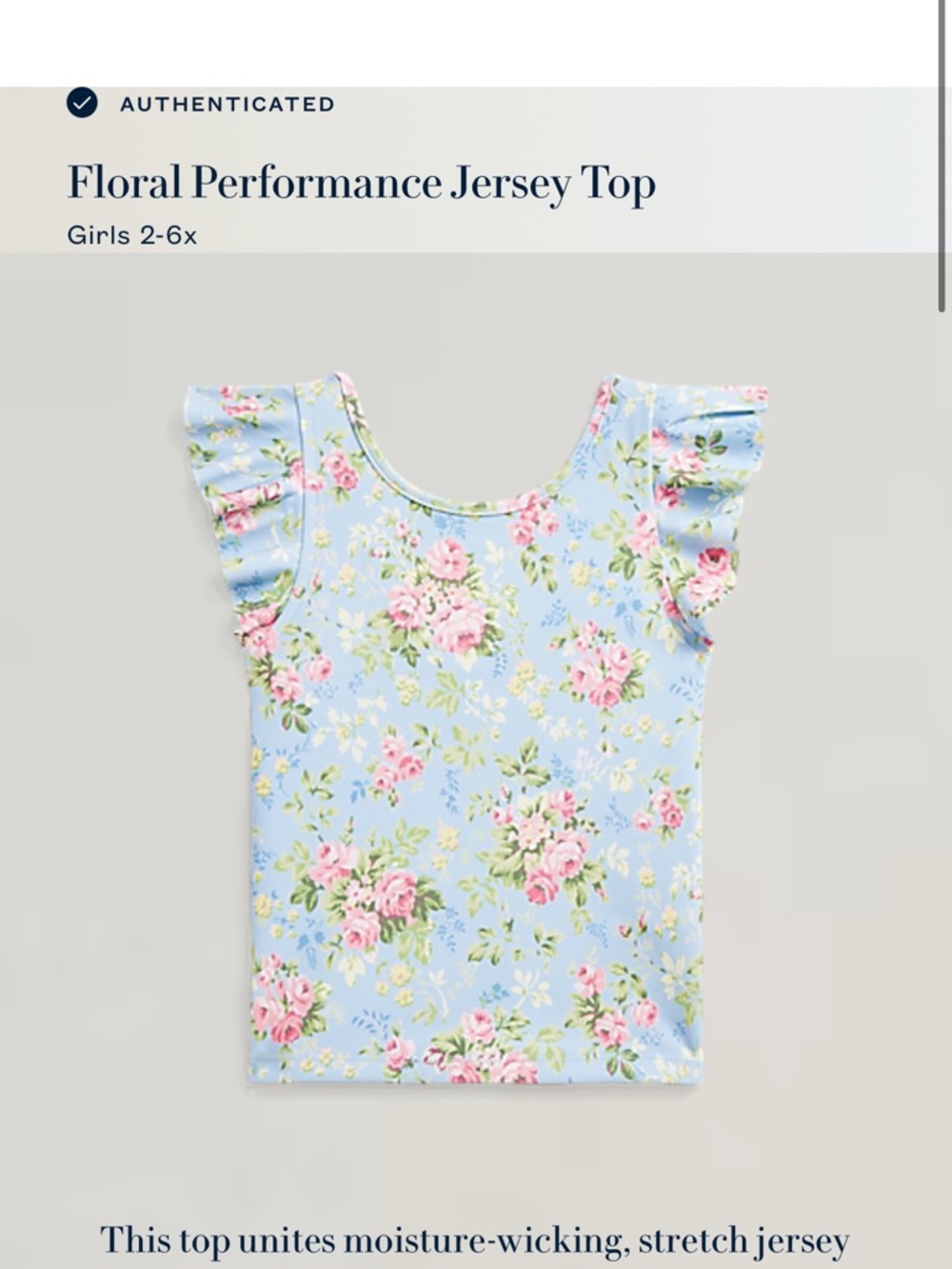 Polo Ralph Lauren Floral performance Jersey Top size 2 - Picture 3 of 3